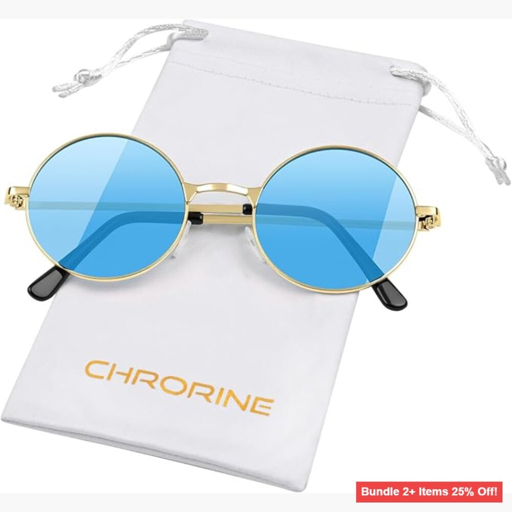 Retro Round Sunglasses Metal Frame Unisex Festival Party Accessory